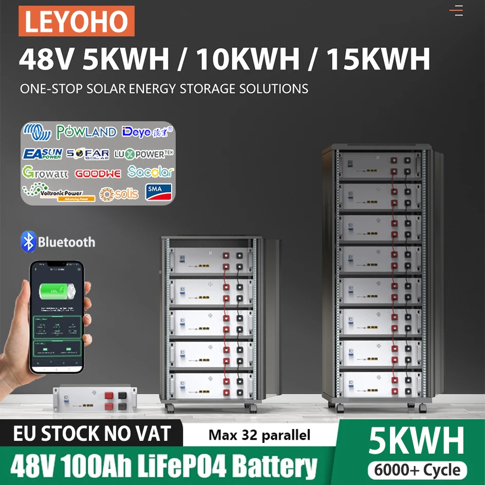 

Аккумулятор Bluetooth 48 в 6000 Ач LiFePO4 5120Wh класс A 51,2 + циклы Встроенный 16S V 100A BMS RS485 CAN BUS PC Monitor без налогов