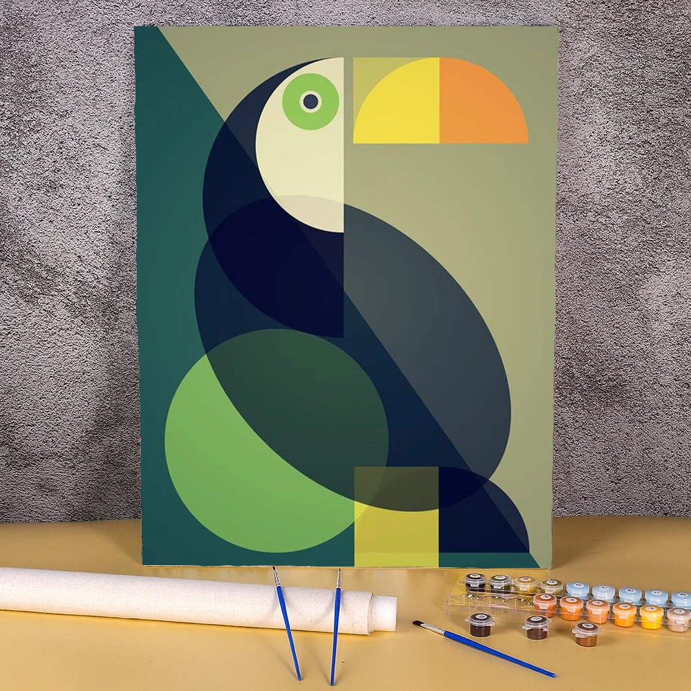 Абстрактные картины по номерам попугай украшение дома картина маслом мультфильм