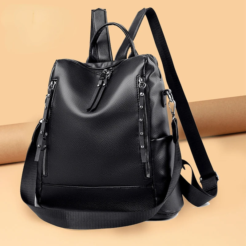 

Модные рюкзаки с заклепками, женские кожаные популярные дорожные сумки, повседневные черные дешевые сумки через плечо 2022