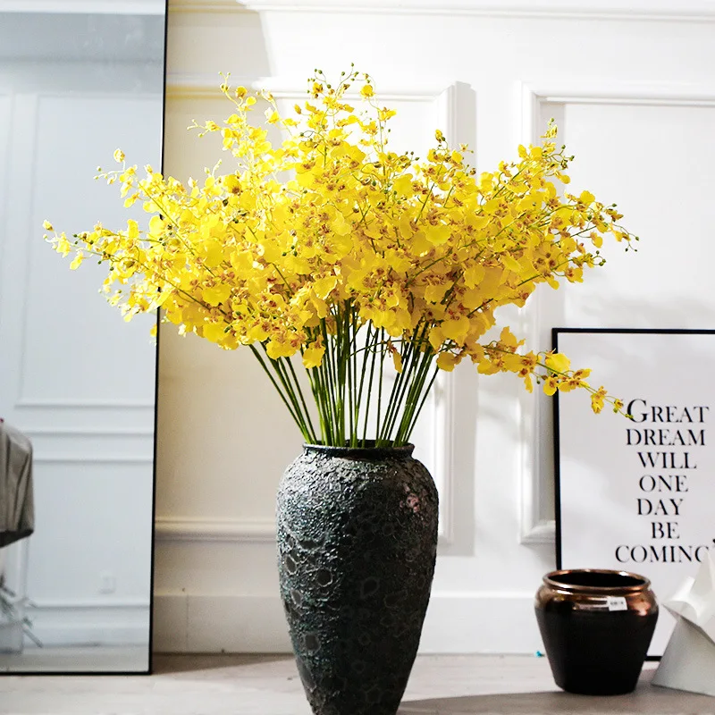 

5PCS 81cm Oncidium Artificial Flowers Long Branch Bouquet for Home Wedding Garden Decoration DIY Bridal Silk Fake Flower