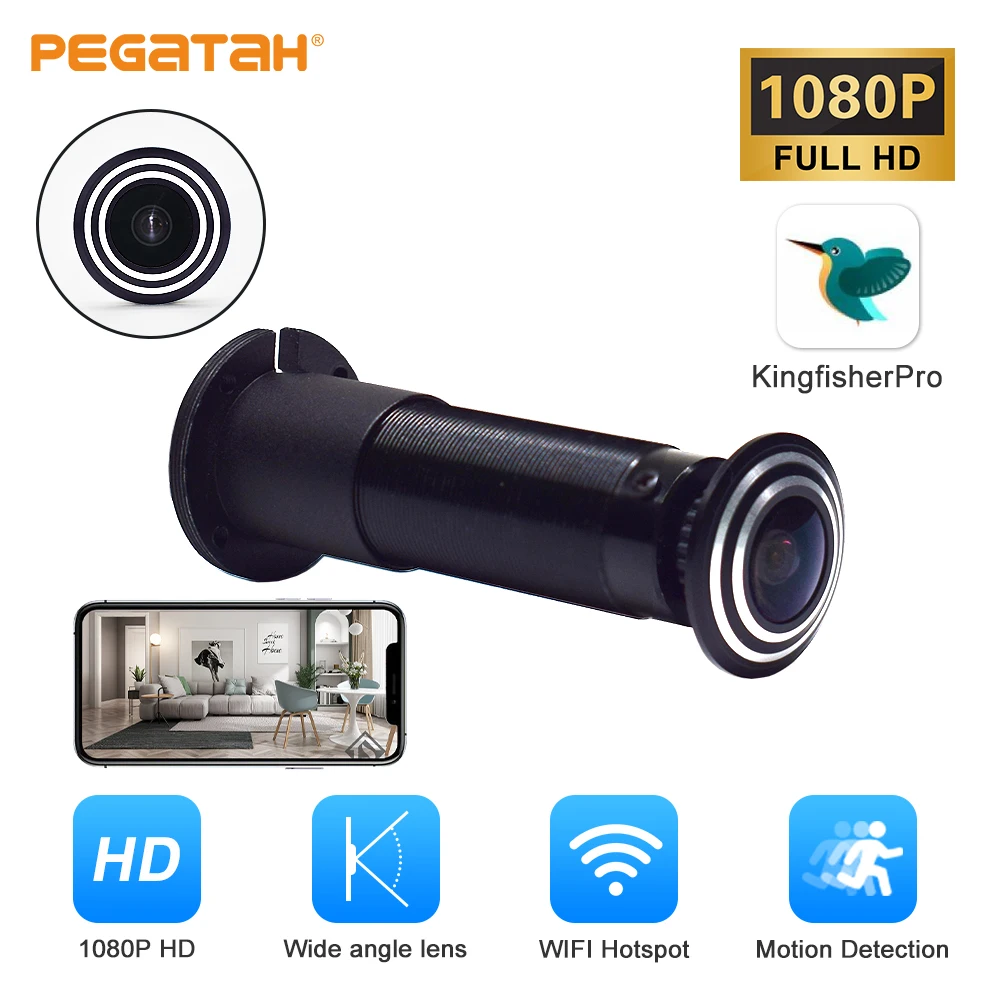 

1080P HD Wifi Door EyeIP Camera Mini Peephole 1.7mm Lens Wide Angle Video-eye Viewer Wireless Fisheye Surveillance Mini Cameras