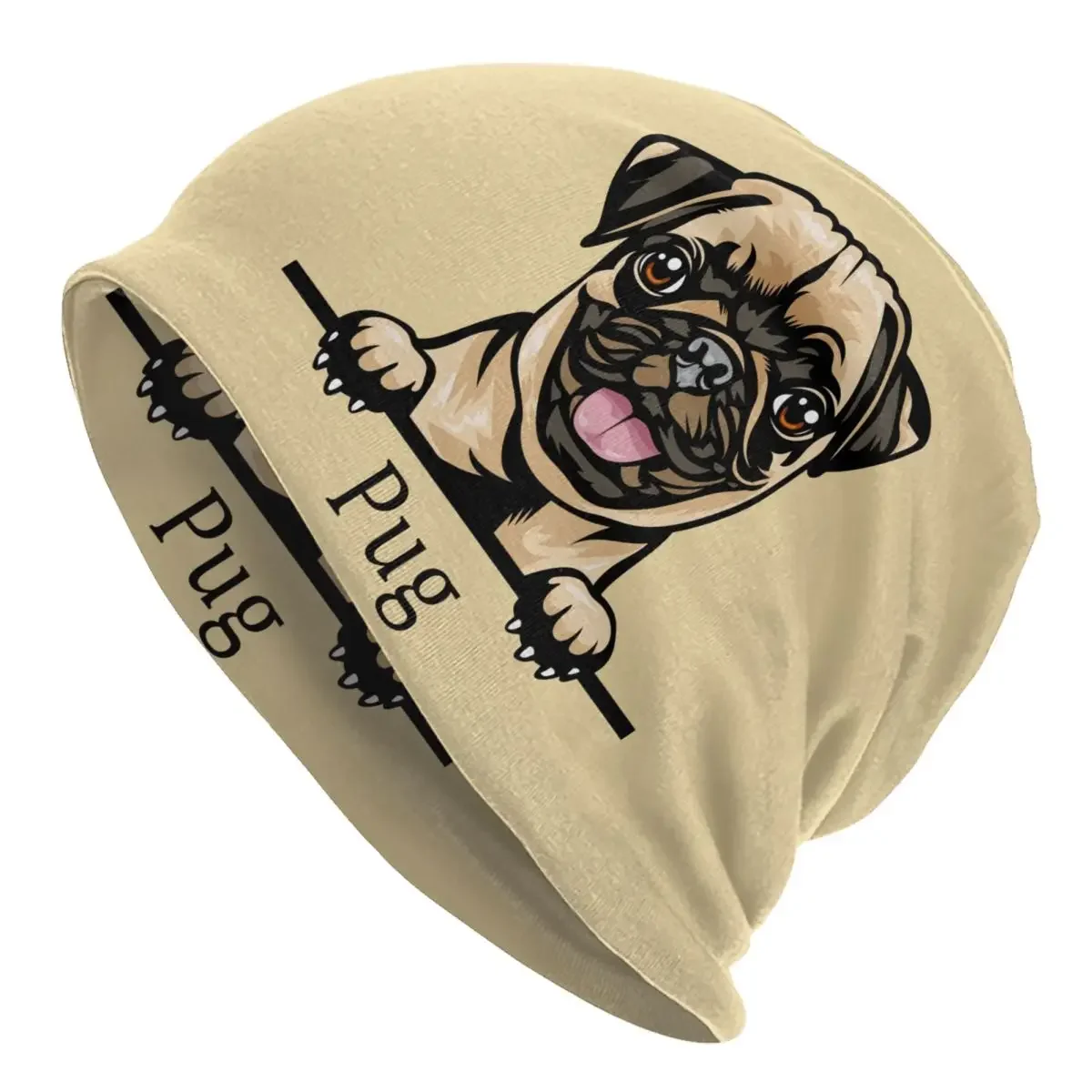 Peeking Dog Pug Beanie Cap Unisex Winter Warm Bonnet Homme Knitting Hats Cool Outdoor Ski Pet Animal Skullies Beanies Caps