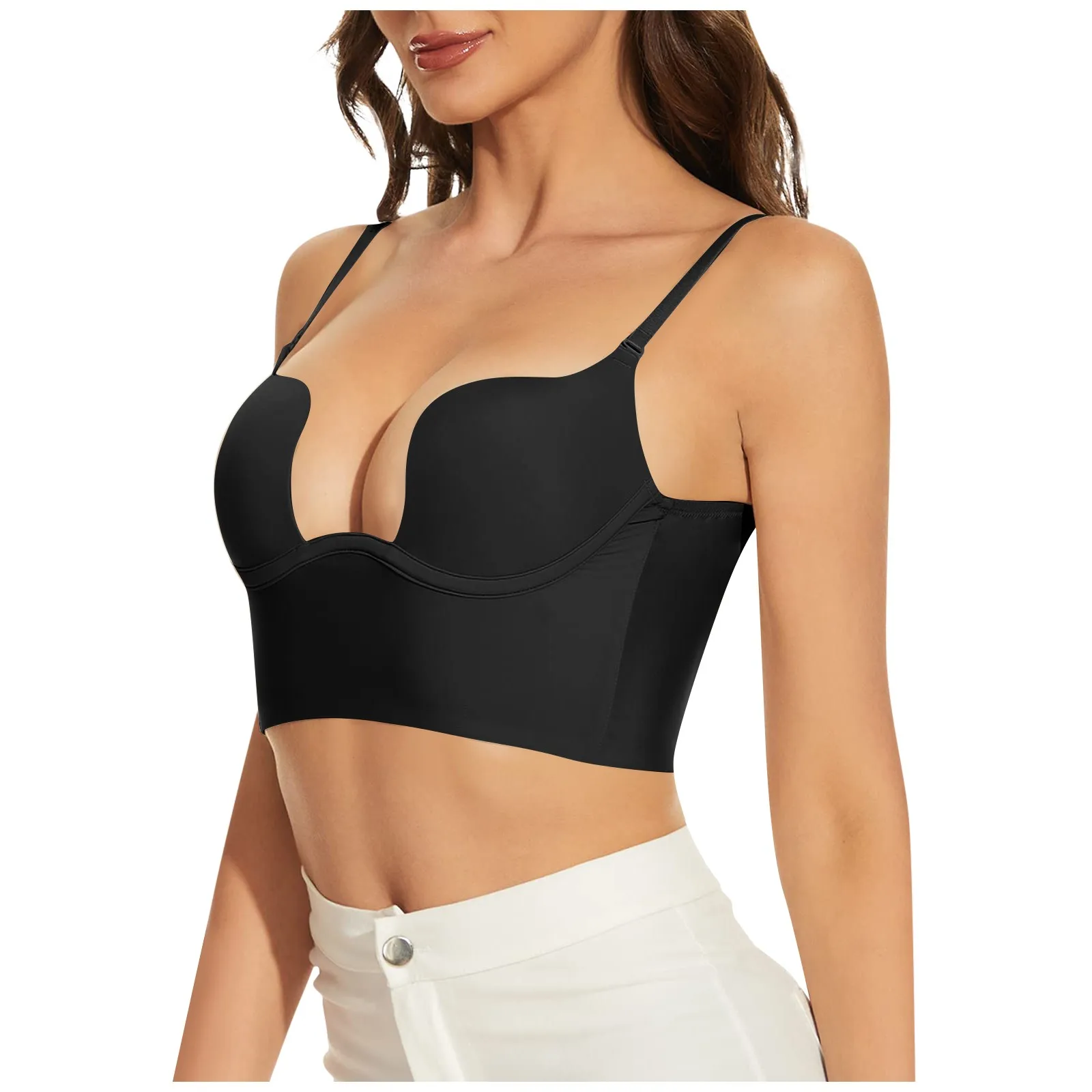 

Сексуальный бюстгальтер пуш-ап с глубоким V-образным вырезом, нижнее белье, женский бюстгальтер с низкой спиной, кружевной глянцевый бюстга...