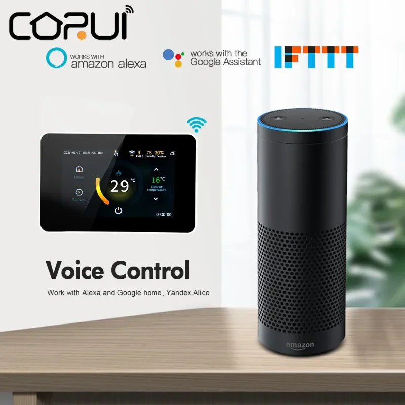 

2023NEW CORUI termostat WiFi dotykowy ogrzewania wody ThermostatProgrammable inteligentny termostat PM2.5 prognoza pogody głos