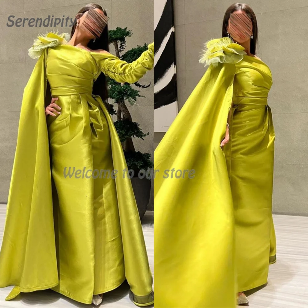 

Serendipity Trumpet Saudi Arabia Evening Dress One-Shoulder Quran Muslim Cocktail Long Shawl Prom Gown For Islamic Women 2023