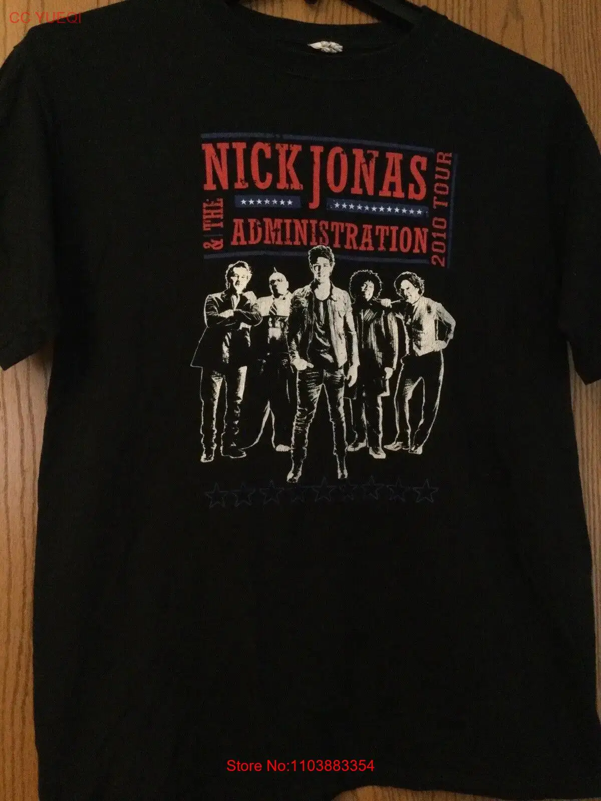 Черная рубашка с наковальником Ник Джонс и администрация 2010