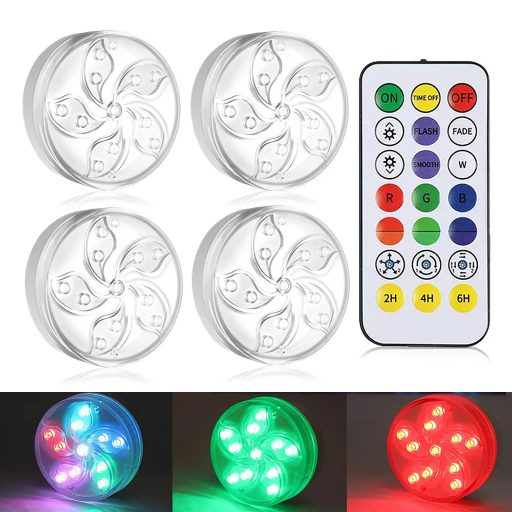 

3 Suction Cups Magnetic Sucker Pool Submersible Lamps IP68 Waterproof Remote RGB Underwater Lights For Aquarium Pool Decoration