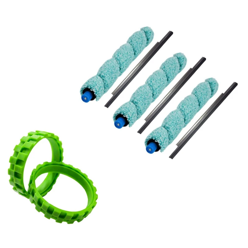 

Main Brush And Scraper For Ilife W400 Floor With 2Pcs Green Tires For IROBOT ROOMBA Wheels Series 500, 600, 700