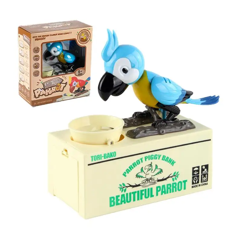 

Cute Parrot Piggy Bank Hungry Eating Parrot Puggy Bank Coin Munching Toy Money Saving Box Ideal Birthday Gift For Kids Children