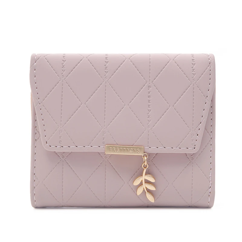 Женский Маленький Однотонный Кошелек Для Монет С Подвеской В Виде Листа Тройной