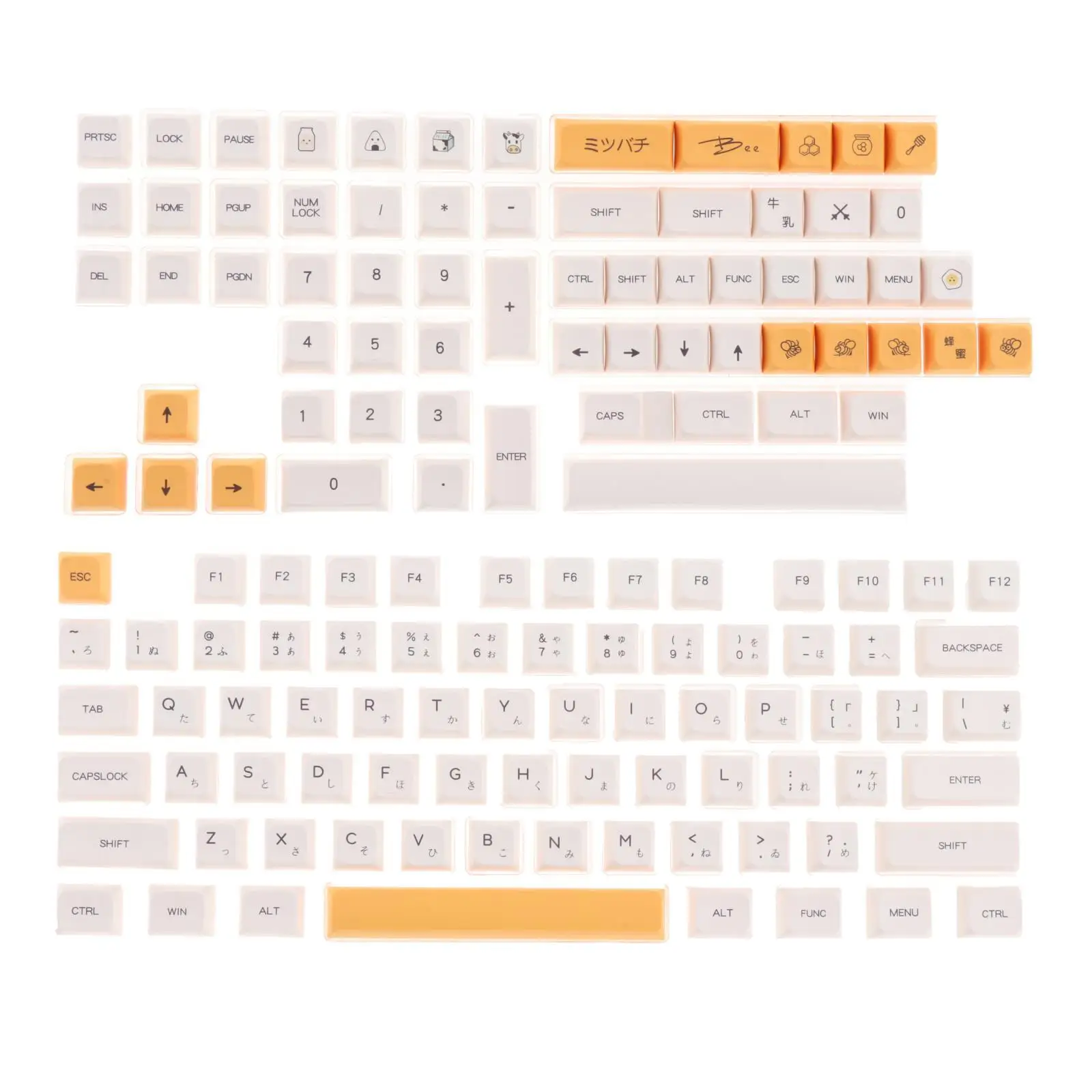 140-Key PBT Keycaps Kit Xda Profile Yellow Replacement for Mechanical Keyboards Cherry 61/68/82 Compact Layout |