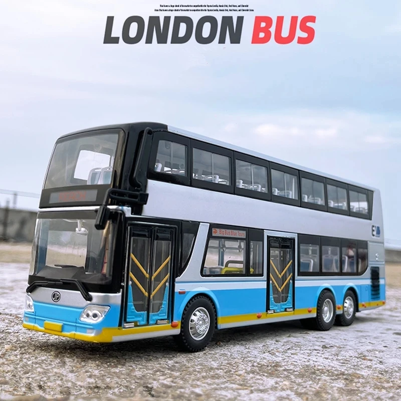 

Большой размер, сплав, Новая энергия, электрическая модель туристического автобуса, со звуком, металлический пассажирский автомобиль, модель двухслойного автобуса, подарок для детей