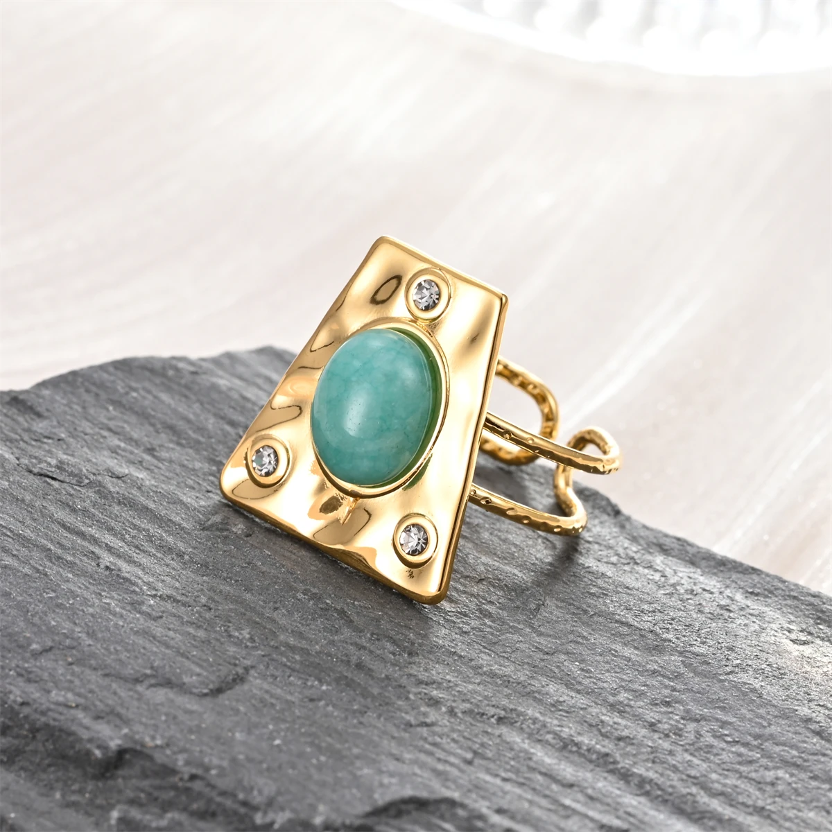 Новые Ретро Кольца из натурального камня Женские Геометрические открытые