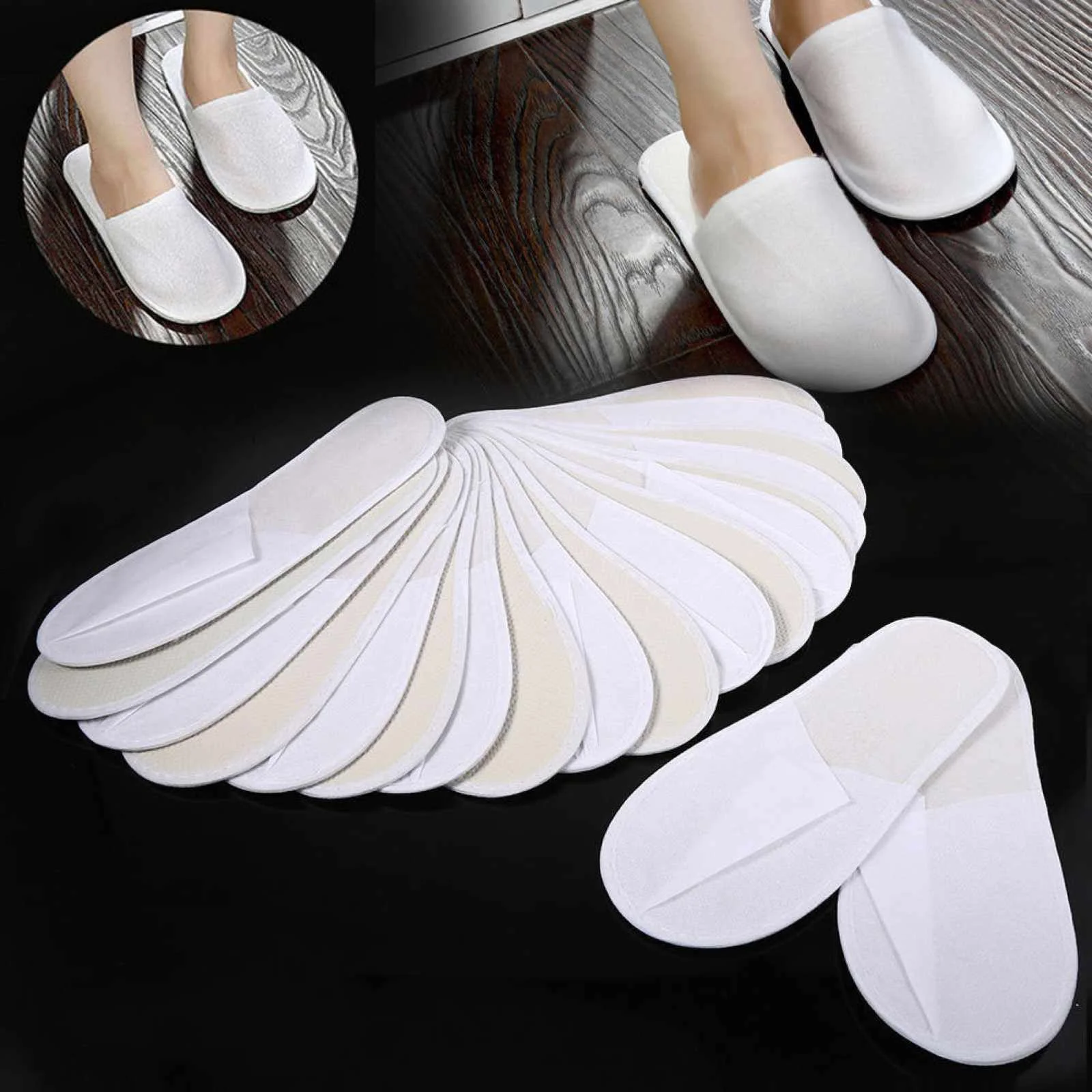 

10/20/50Pair Closed Toe White Disposable Hotel Slippers SPA Slippers Home Floor Slippers For Guest Breathable Indoor Shoes