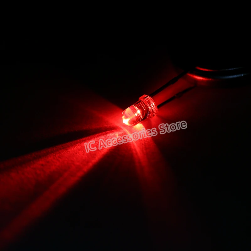

100pcs 3MM red LED light-emitting diode, round head, transparent, large spot, super bright lamp beads