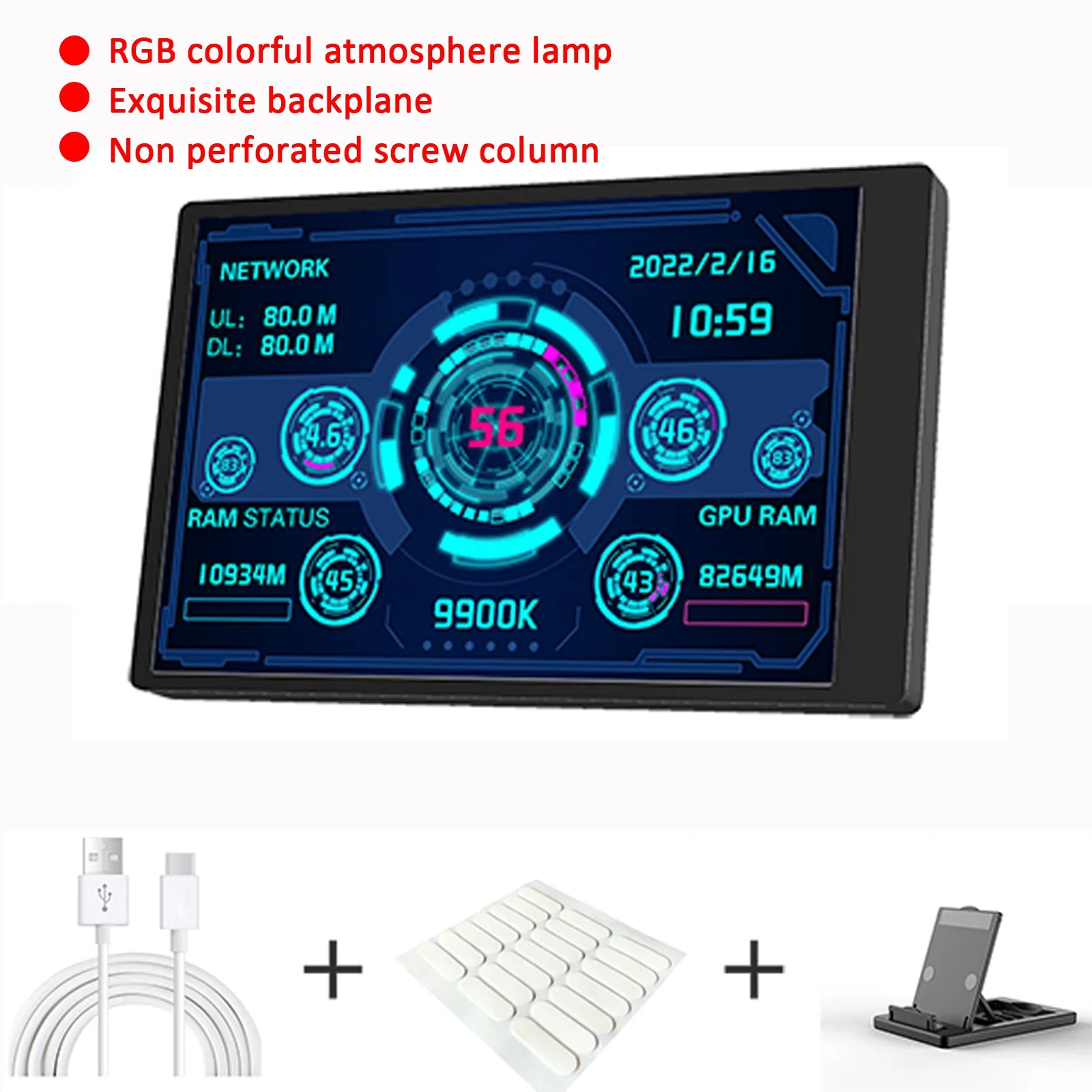 

3.5in IPS Screen Monitor Type C Secondary Mini IPS Monitor Computer Free of AIDA64 IPS Full Viewing Angle RGB