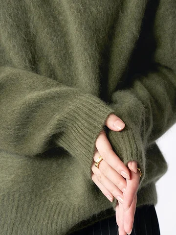 SuyaDream женские пуловеры из кашемира и шерсти  оливкового цвета