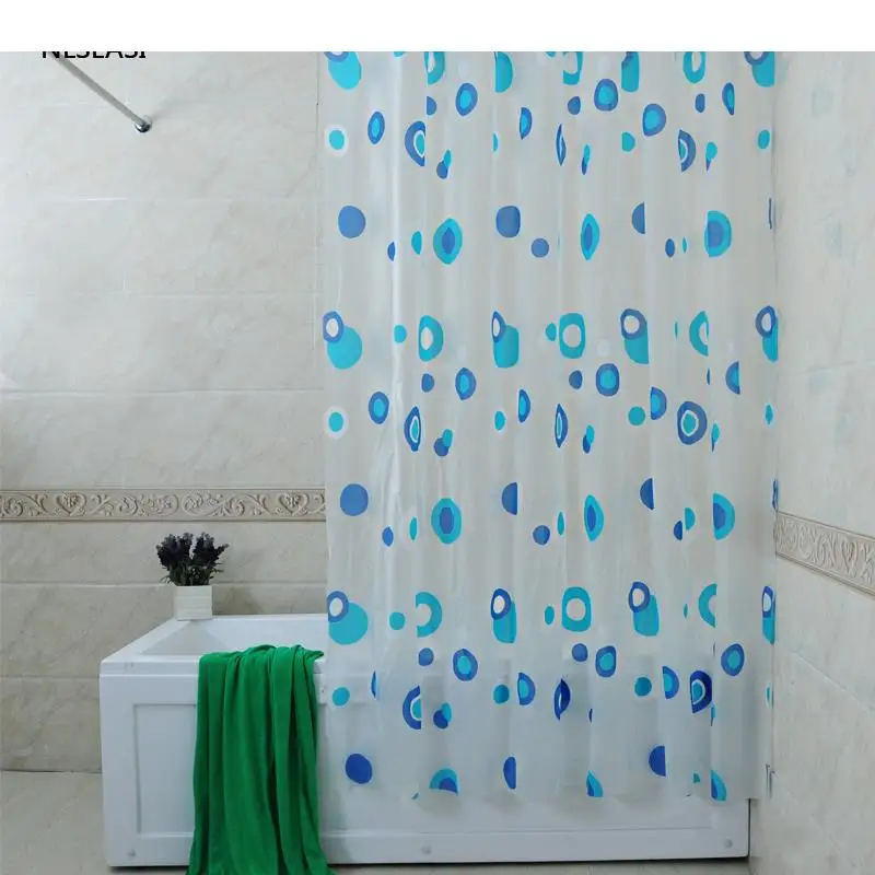 

Thicken 1pc Creative Spots Semi-transparent PEVA Waterproof Shower Curtain with Hooks Bathing Home Decor Bathroom Accessaries