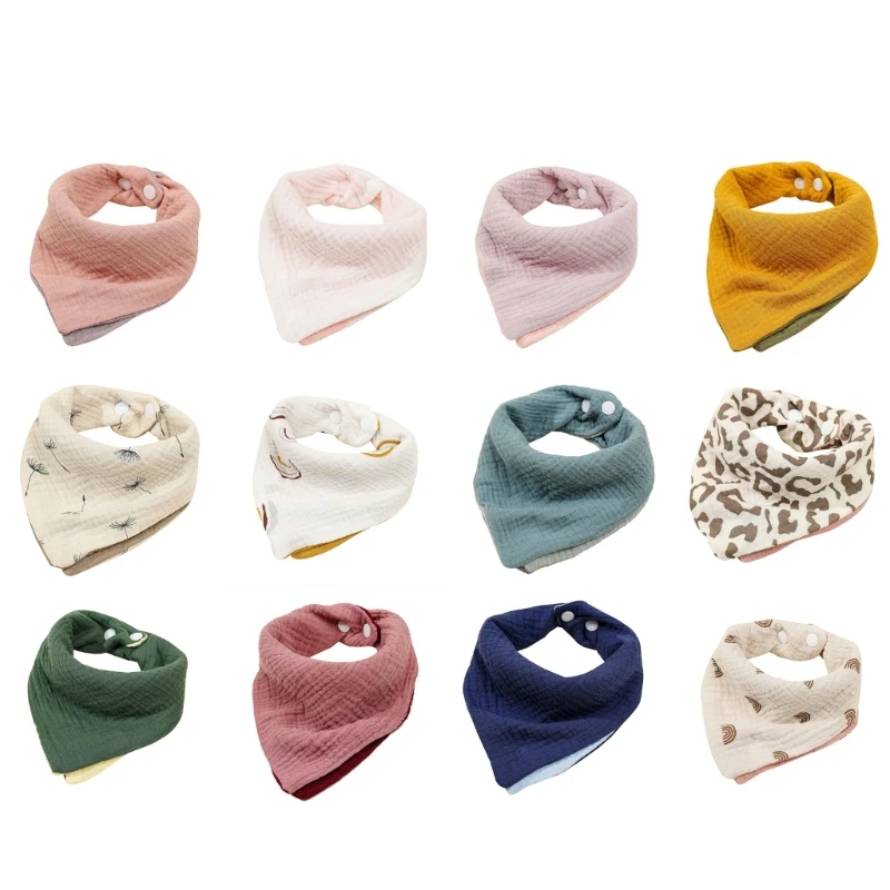 

Baby Bib for Boy Girl Breathable Double Sided Drooling Bib Burp Cloth with Adjustable Snap Button Infant Feeding Bandana P31B
