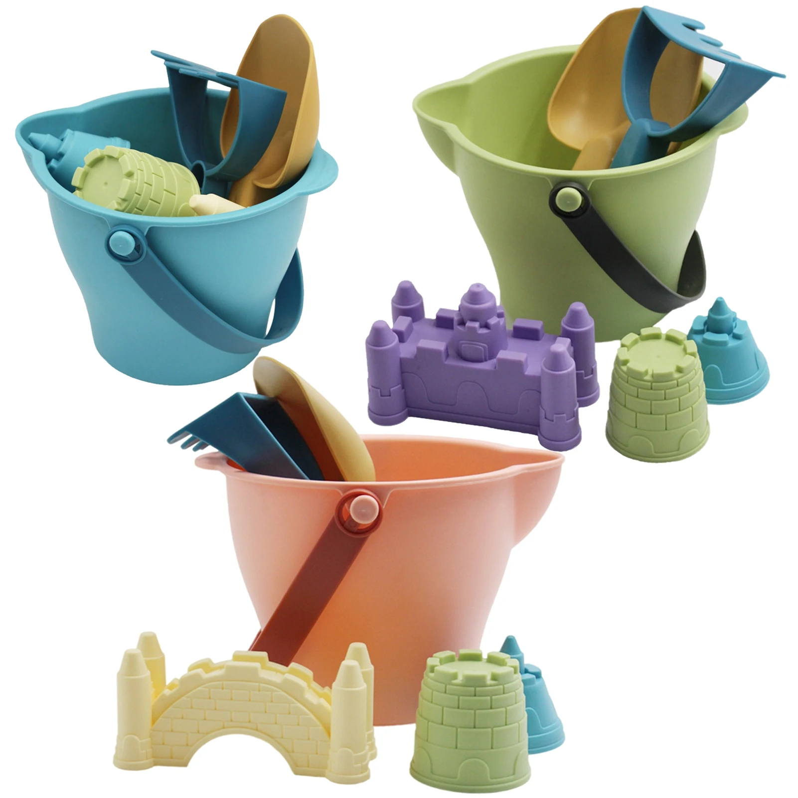 Children Summer Toys Set With Castle Model Ins Seaside Beach Toys Rubber Dune Sand Mold Tools Sets Baby Bath Toy Kids Swim Toy
