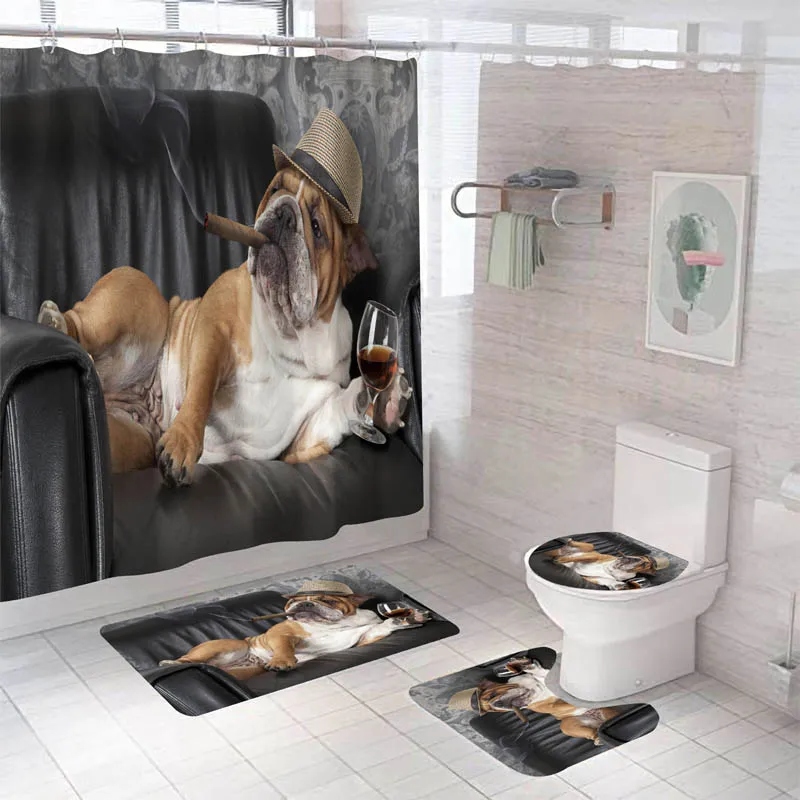 

Набор водонепроницаемых занавесок для душа, домашний декор, 12 крючков, чехлы для туалета, коврик для ванной, нескользящий коврик, моющийся м...