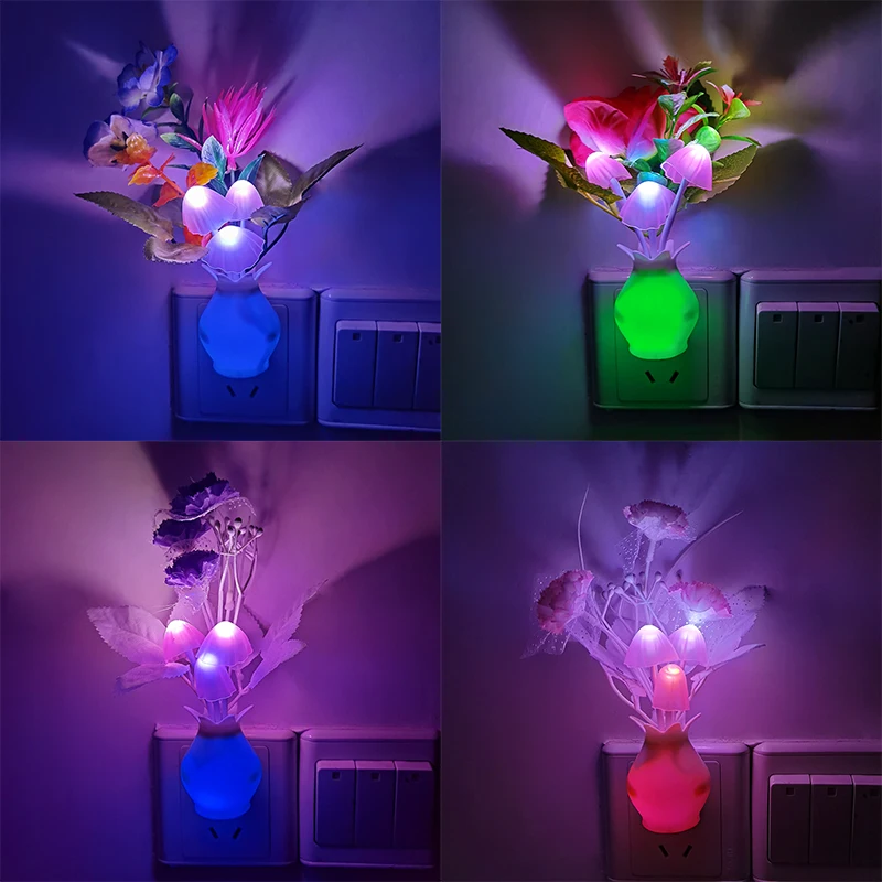 Colorful Flower Lamp LED Night Light Mushroom Lamps Romantic Lilac Night Lighting for Bedroom Home Decor Fancy Plant Nightlight  - buy with discount