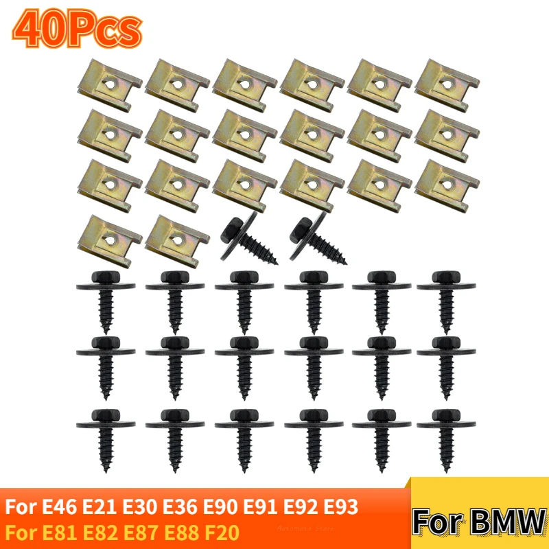 

20/40 шт., металлические гайки для BMW E46 E90 E91 E92 E93 E21 E30