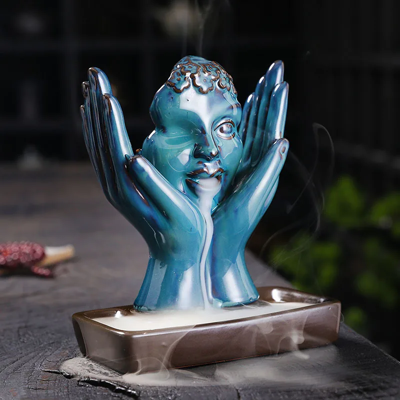 Керамическая Красивая статуя с обратным потоком курильница для дыма подставка