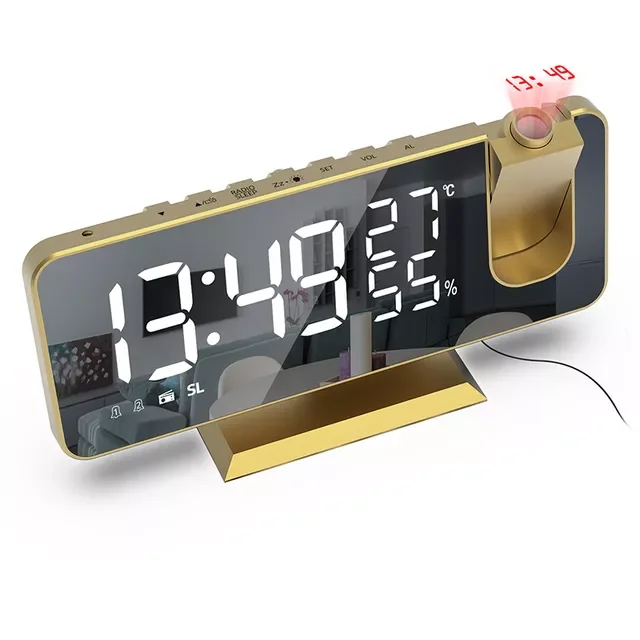 

2022 Electronic Desktop Clocks USB Wake Up FM Radio Time Projector Snooze Function 2 Alarm