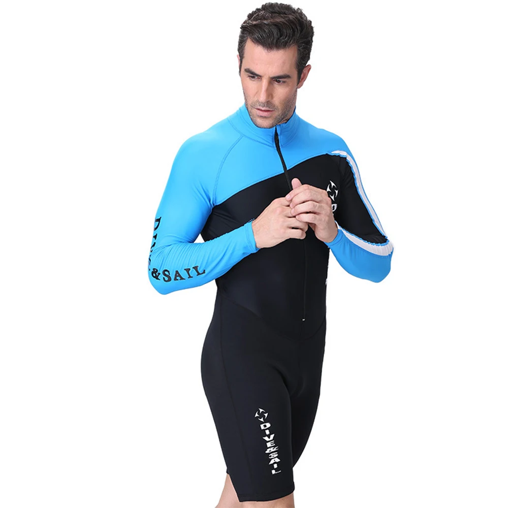 Fashion Men Women One-Piece Sunscreen Surfing Suit Quick-Drying Long-Sleeve Swimsuit Water Sports Beach Swim Surfing Suit