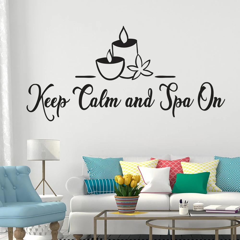 

Keep Calm And Spa On Wall Decals Therapy Beauty Stickers Removable Vinyl SPA Beauty Salon Home Decor Wellness Murals HJ1297