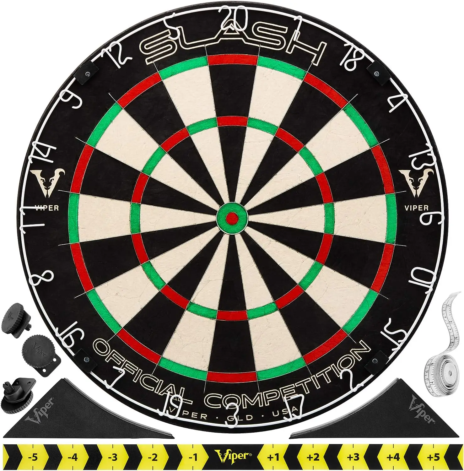 

Slash Official Competition Bristle Steel Tip Dartboard, WDF Accredited with Staple-Free Ultra-Thin Metal Wiring, Self-Healing Pr