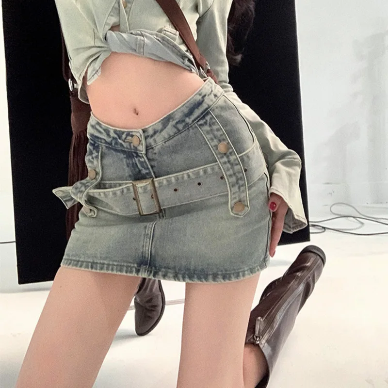 

Джинсовые юбки для девочек Y2K модная женская мини-юбка летняя готика, Харадзюку винтажная укороченная уличная Эстетическая школьная форма для девочек