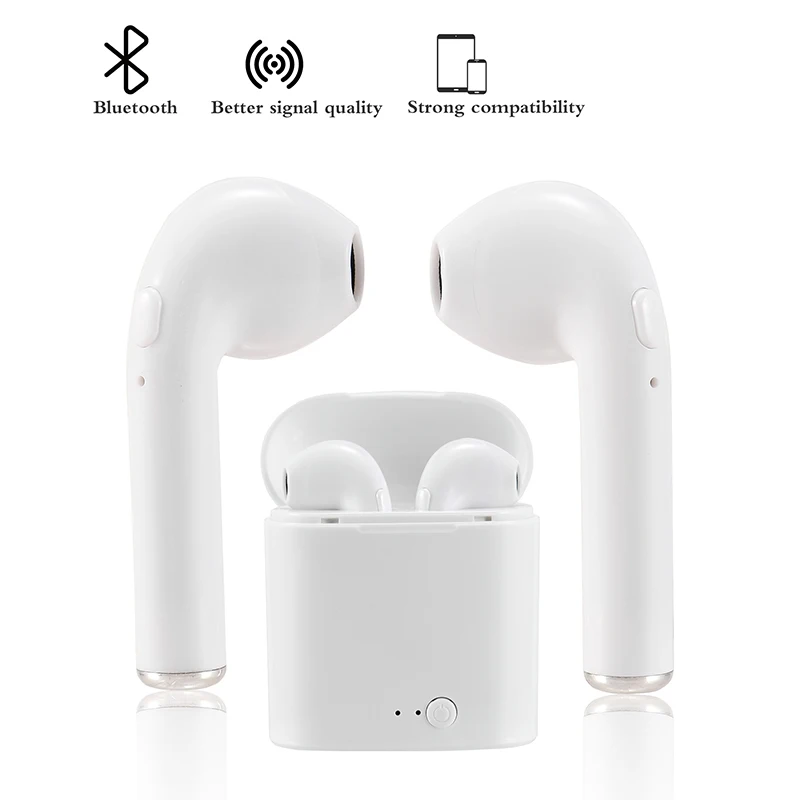 Bluetooth Earphones I7s TWS Sports Fitness Wireless Headsets Stereo Earphone With Charging Box for All Phone | Электроника