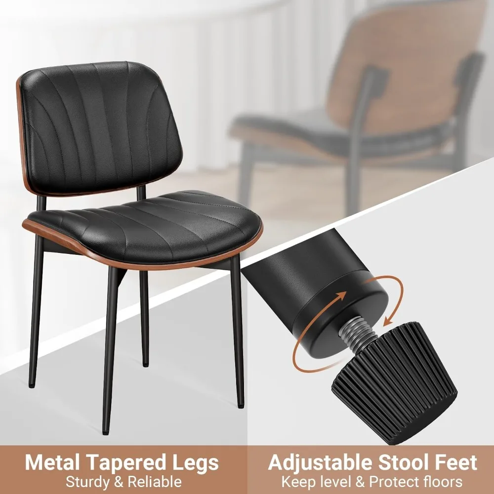 Набор из 4 обеденных стульев современная обивка искусственной кожи середины века