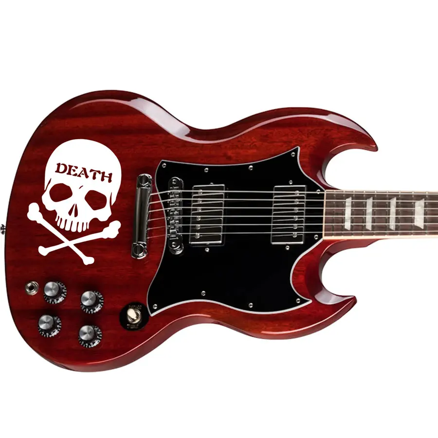 Виниловая наклейка в металлическом стиле для электрогитары персональная