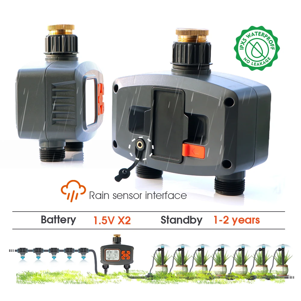 Умный Цифровой таймер для орошения сада устройство двухканального с ЖК-дисплеем
