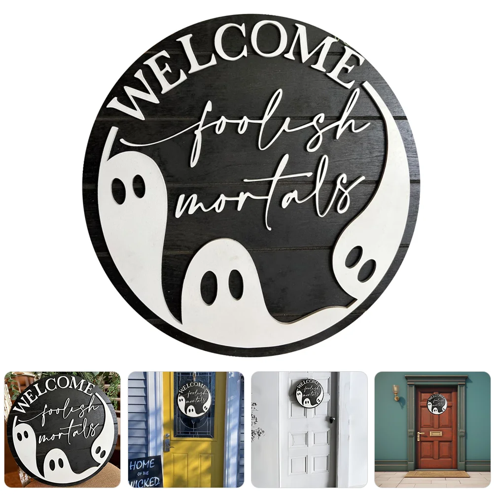 

Halloween Party Props Wooden Front Door Sign Hanging Decors Ornaments Boards Decorative Tag