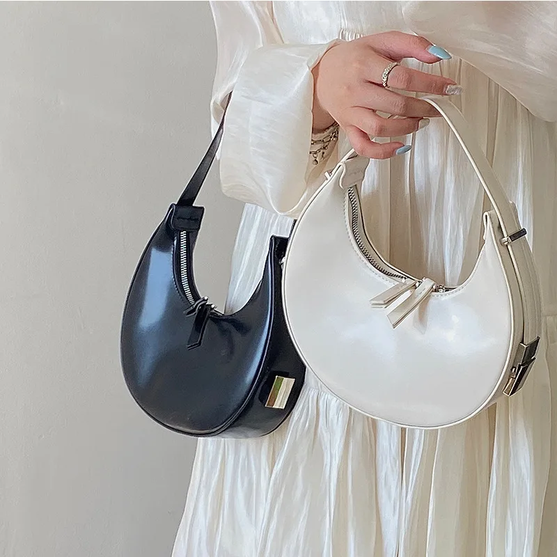 

Fashion Crescent Bag Women Luxury Armpit Handbags PU Leather Shoulder Underarm Bag Girl's Party Shopping Bag Small Dumpling Bag