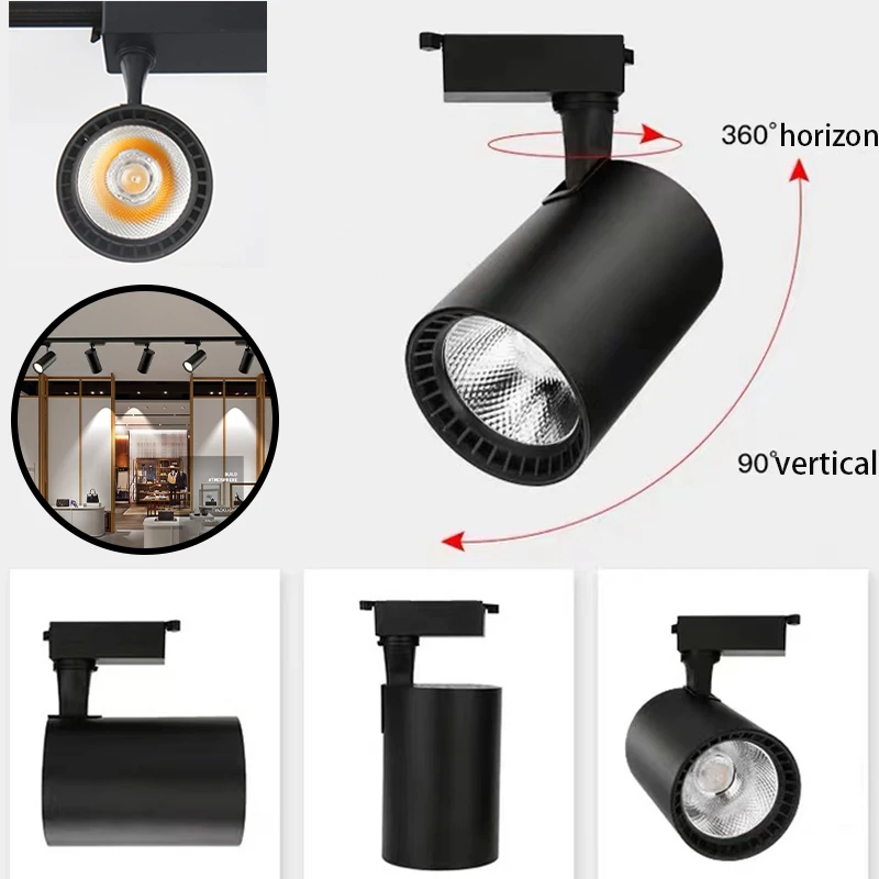 Track Light COB Spot Led 220V Track Lamp Rail Indoor Lighting Fixture Spotlight 12/20/30/40W Kitchen Home Bedroom