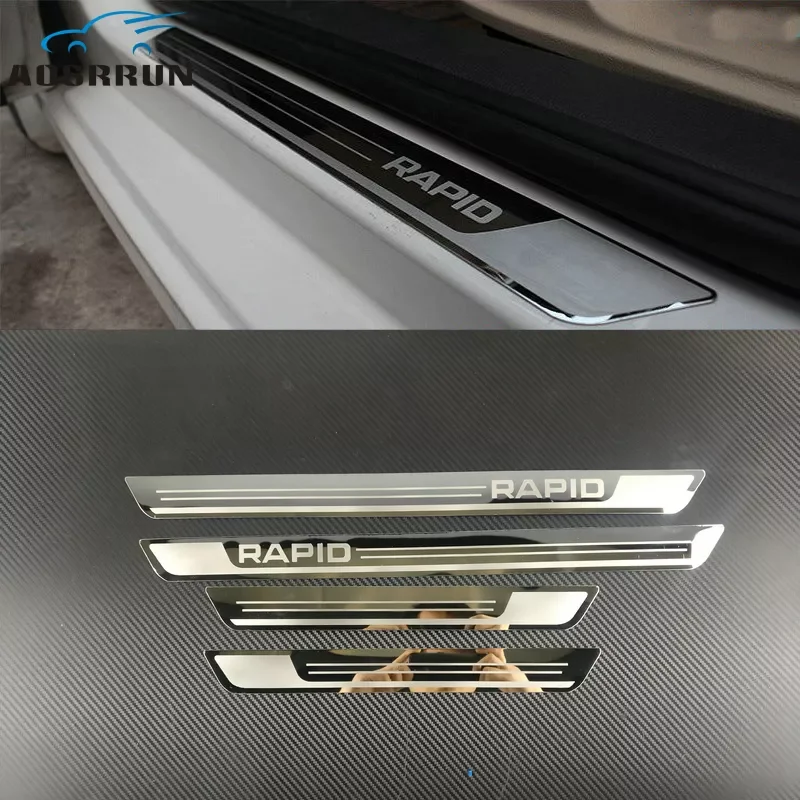 

Стайлинг автомобиля, накладка на боковую дверь из нержавеющей стали, Накладка на порог, подходит для автомобильных аксессуаров Skoda Rapid 2012, 2013...