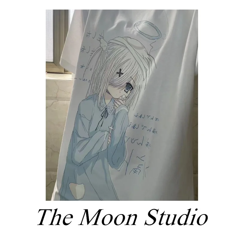 Новинка Осень-зима белая толстовка с капюшоном в виде ангельской девочки Женский