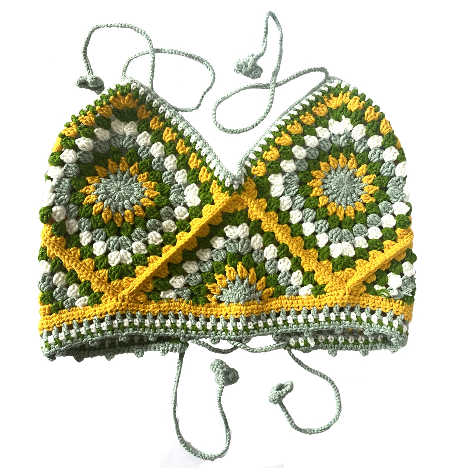 

Women Summer Autumn Beach Spaghetti Strap Handmade Knitted Tank Top Crop Tops Backless Camisole Tube Top Sleeveless Cropped Vest