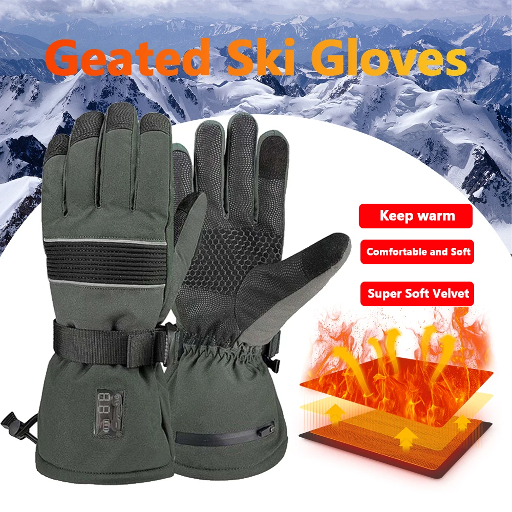 

Heated Gloves Rechargeable Winter Hand Warmer Heated Waterproof Gloves Ski Motorcycle Fishing Camping Outdoor Heating Gloves