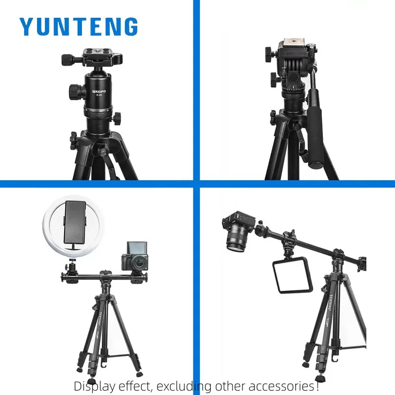 Фото Универсальный штатив YUNTENG VCT-6680 для цифровых камер и мобильных телефонов с шаровой головкой, удлинительной штангой, перекладиной и аксессуарами для фотоламп №3