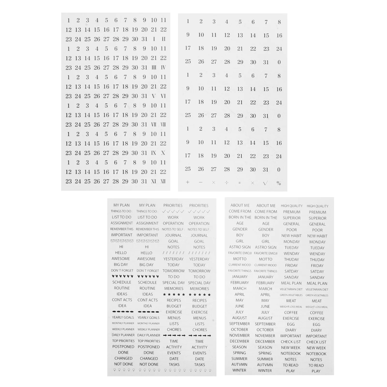 4 листа блокноты наклейки на месяц планирования DIY планировщик аппликация