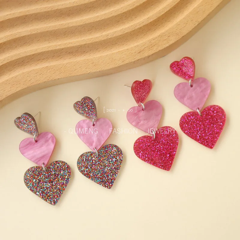 

New Personalized Love Earrings Valentine's Day Acrylic Heart Earrings Creative Women's Jewelry Gift for Couples and Friends