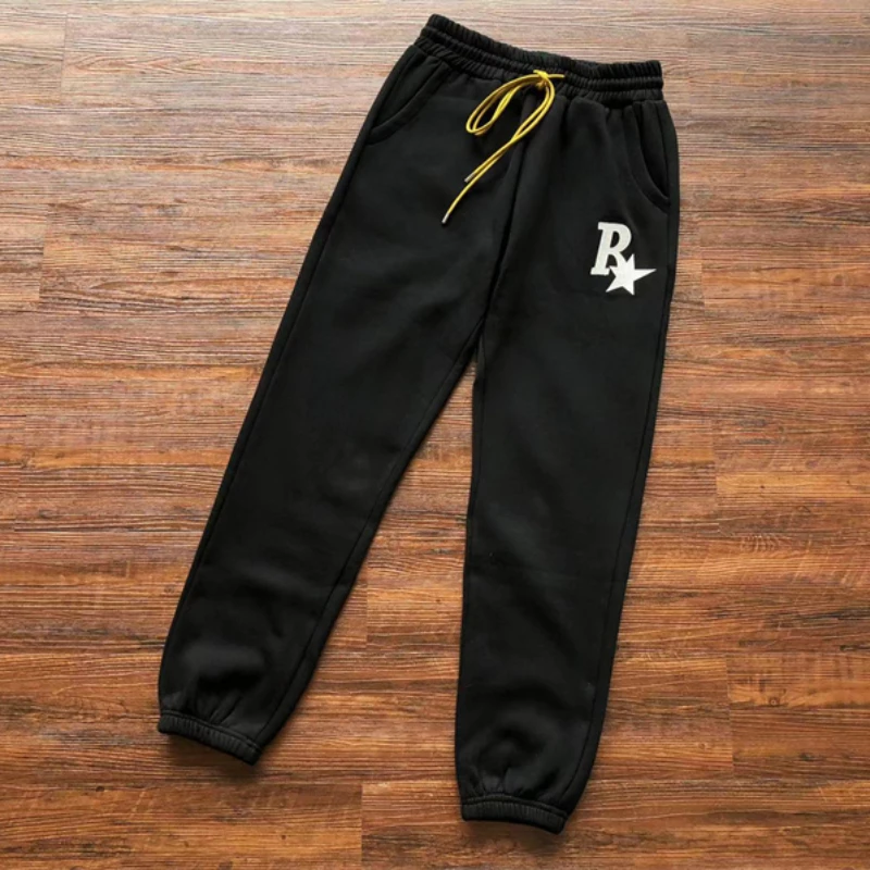 

High quality embroidered R Star Rhude casual pattern sweatpants men's women's drawstring print trousers premium clothing