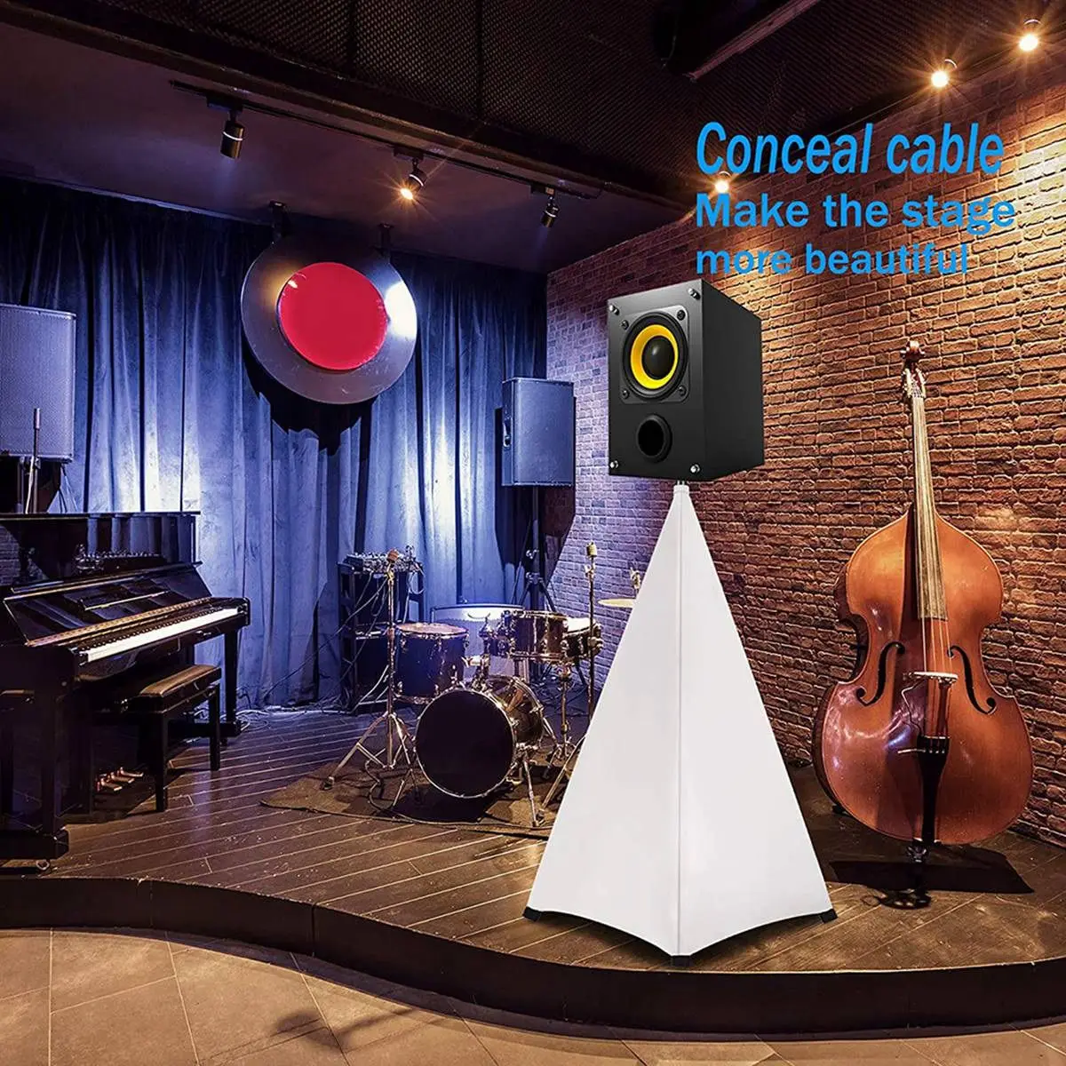 

Universal Dj Light Speaker Stand Cover Double Sided Tripod Stand Skirt Scrim Cover Stretchable Material,2Pcs