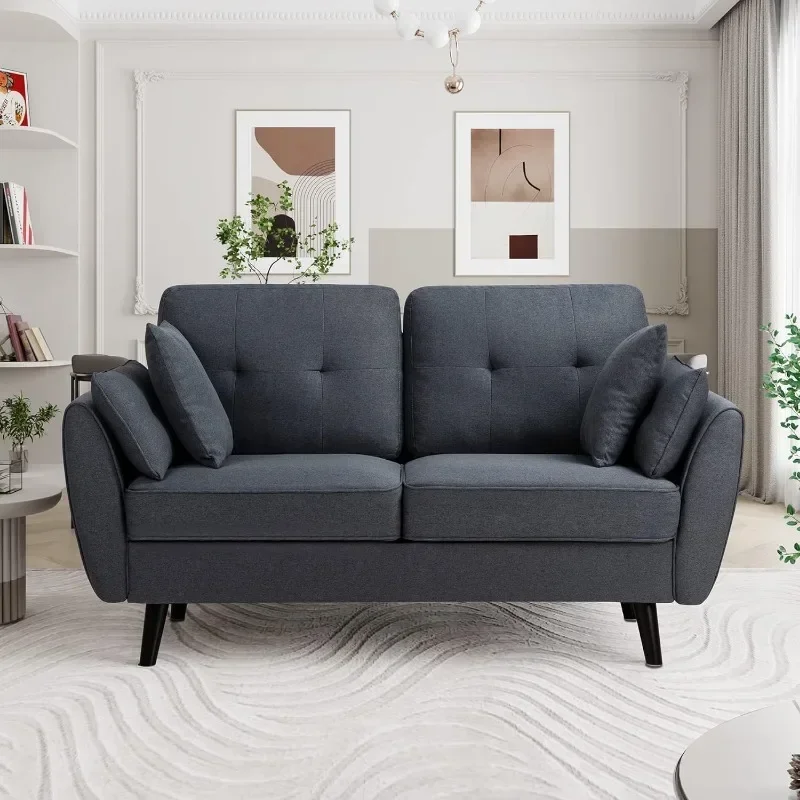 Диван Тканевый Shintenchi 63 дюйма для гостиной Глубокое Сиденье с низкой спинкой 4